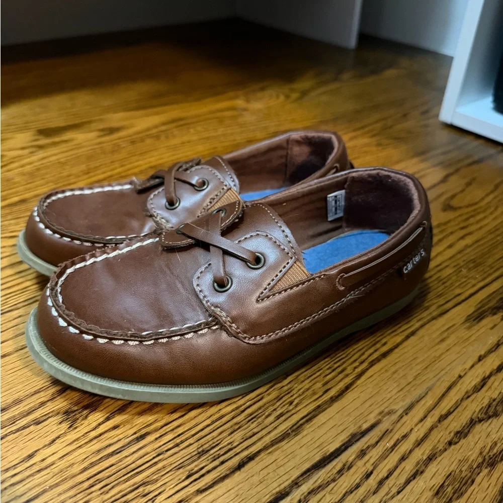 Carter's Brown Leather-Style Kids Boat Shoes